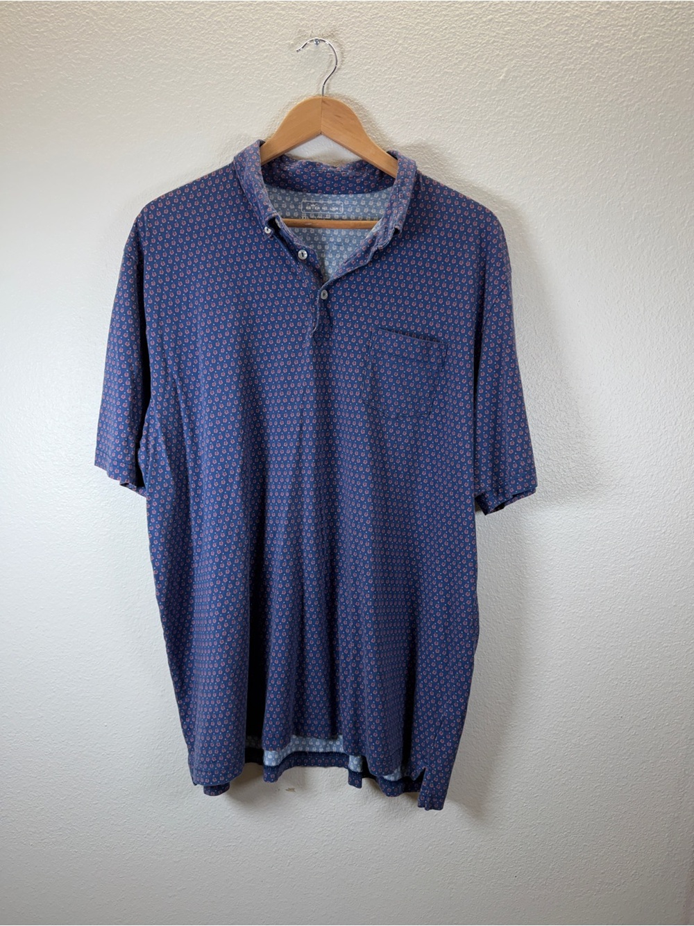 Peter Millar Navy Micro-Pattern Polo